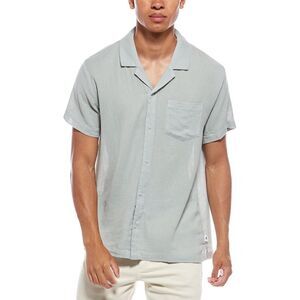 Vintage Summer Mens Basketweave Camp Shirt, Green